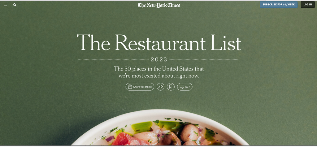New York Times Best Restaurant List of 2023 - Bomb Biscuit Co